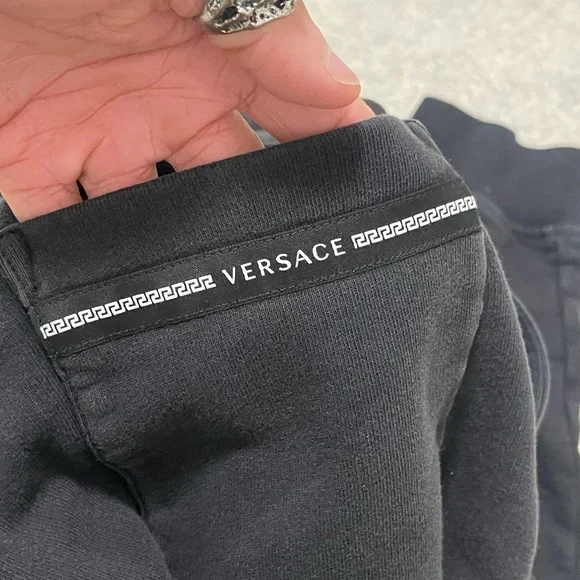 Fair Men Size Medium (31” X 29”) Versace Drawstring Joggers In Black 100% Cotton